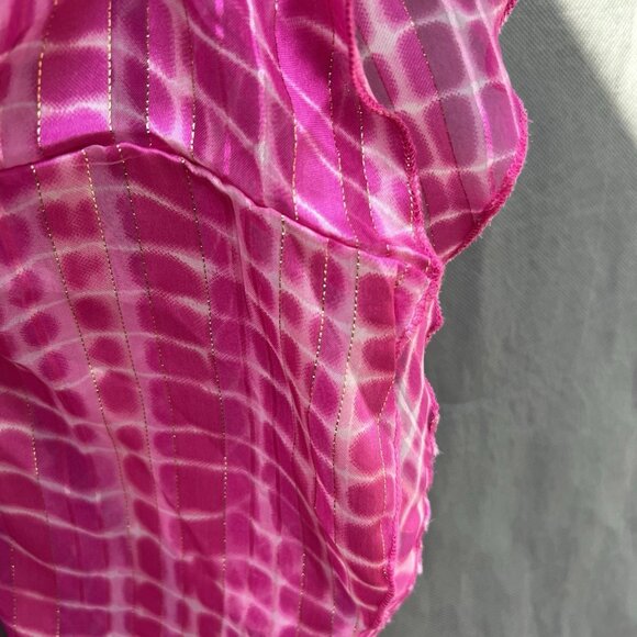 Boston Proper Pink Sz M Surplice Tie-Dye Summery Boho Country Casual Mini Dress - Picture 3 of 7